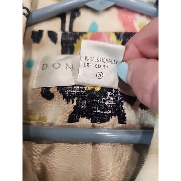 Doncaster Womens Button Down Jacket Size 4 Multicolor Retro Paisley 100% Linen - Picture 7 of 9